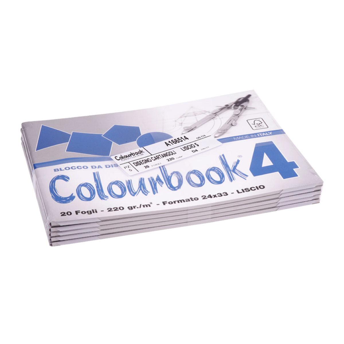 BLOCCO COLOURBOOK 4 CM. 24 X 33 FG. 20 GR. 220 LISCIO (FOGLI LISCI)