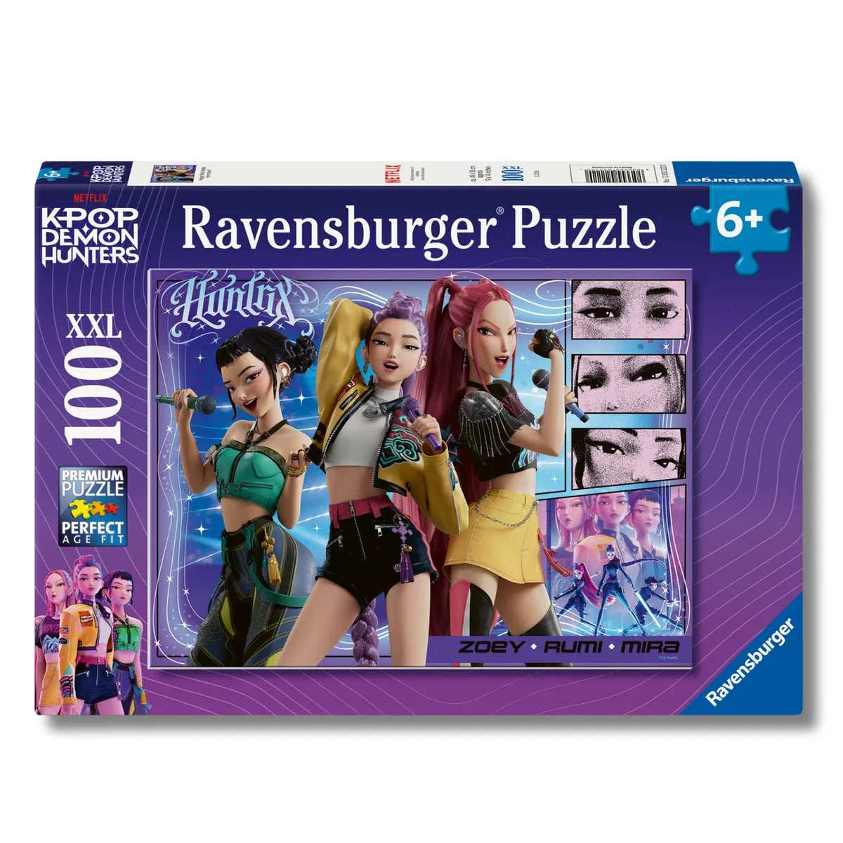 Ravensburger – k-pop demon hunters, puzzle 100 pezzi xxl di 49x36cm puzzle bambini 6 anni