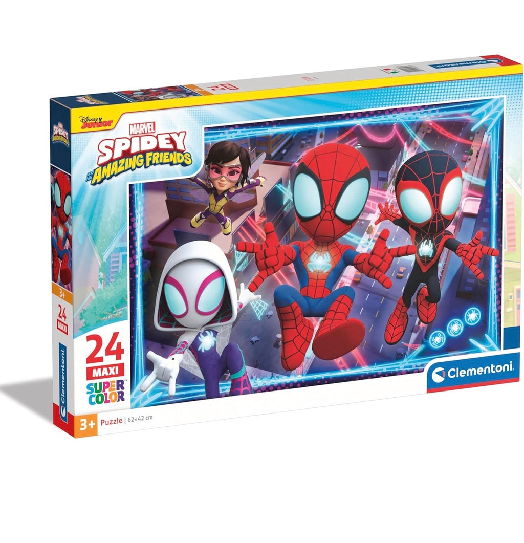 Clementoni - 28527 - Supercolor Puzzle - Marvel Spidey And His Amazing Friends - 24 Maxi Pezzi - Puzzle Bambini 3 Anni, Puzzle Cartoni Animati, Made In Italy