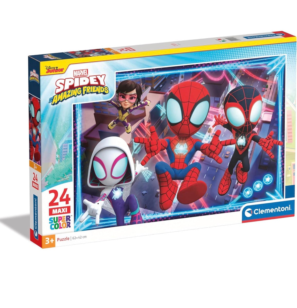 Clementoni - 28527 - Supercolor Puzzle - Marvel Spidey And His Amazing Friends - 24 Maxi Pezzi - Puzzle Bambini 3 Anni, Puzzle Cartoni Animati, Made In Italy