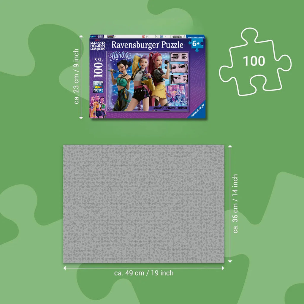 Ravensburger – k-pop demon hunters, puzzle 100 pezzi xxl di 49x36cm puzzle bambini 6 anni